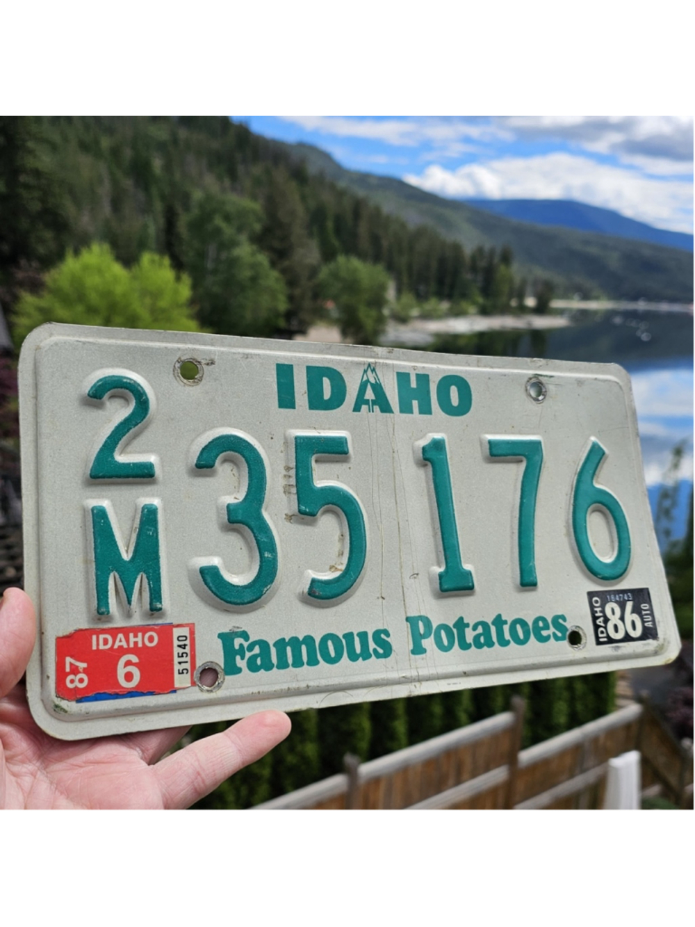 Vintage Idaho Famous Potatoes License Plate 2M 35176 1986 1987 Sticker Decor